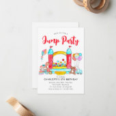 Budget JUMP PARTY Bounce House Trampolin Geburtsta Mitteilungskarte (Vorderseite/Rückseite Beispiel)