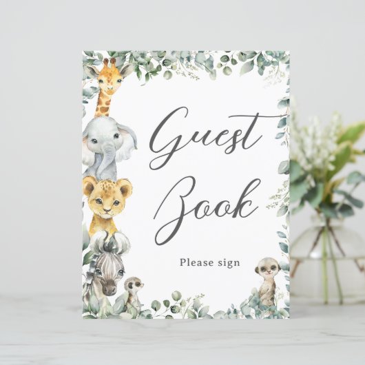 Budget Jungle Animals Baby Gästebuchsignatur (Stehend Vorderseite)