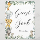 Budget Jungle Animals Baby Gästebuchsignatur (Vorderseite)