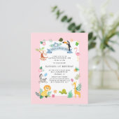 Budget Jungle Animals Girl 1. Geburtstag Einladung (Stehend Vorderseite)