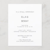 Budget Just Married BT Foto Hochzeitsankündigung (Rückseite)