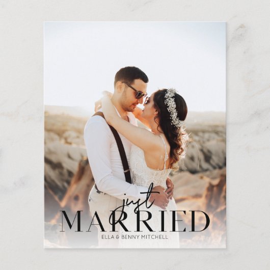 Budget Just Married BT Foto Hochzeitsankündigung (Vorderseite)