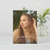 Budget Kalligrafie Abschluss Foto Einladung (Stehend Vorderseite)