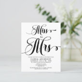 Budget Kalligrafie Bridal Dusche Einladung (Stehend Vorderseite)