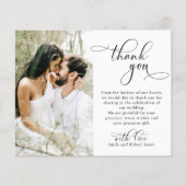 Budget Kalligrafie Hochzeit Danke 2 Foto Card (Vorderseite)