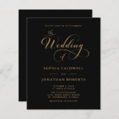 Budget Kalligrafie QR Code Black Gold Hochzeit (Vorne/Hinten)