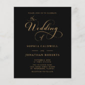 Budget Kalligrafie QR Code Black Gold Hochzeit (Vorderseite)