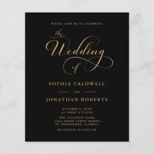 Budget Kalligrafie QR Code Black Gold Hochzeit