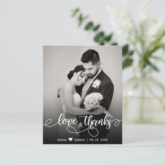 Budget Kalligrafie Script Hochzeit Liebe und Dank (Stehend Vorderseite)