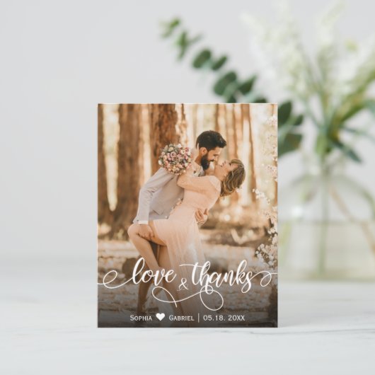 Budget Kalligrafie Script Hochzeit Liebe und Dank (Stehend Vorderseite)