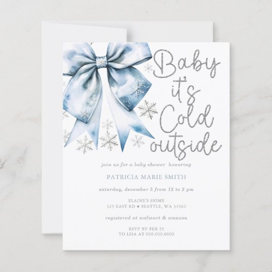 Budget Kalt Draußen Bogen Junge Baby Shower (Vorderseite)