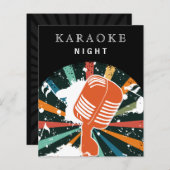 Budget Karaoke Night Party Einladung (Vorne/Hinten)
