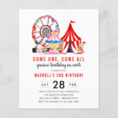 Budget Karneval Circus Geburtstag Einladung anzeig (Vorderseite)