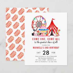 Budget Karneval Circus Geburtstag Einladung anzeig