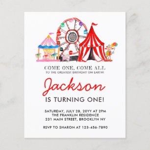 Budget Karneval Circus Party Geburtstag Einladung