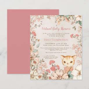 Budget Katze Mädchen Virtuelle Babyparty-Einladung
