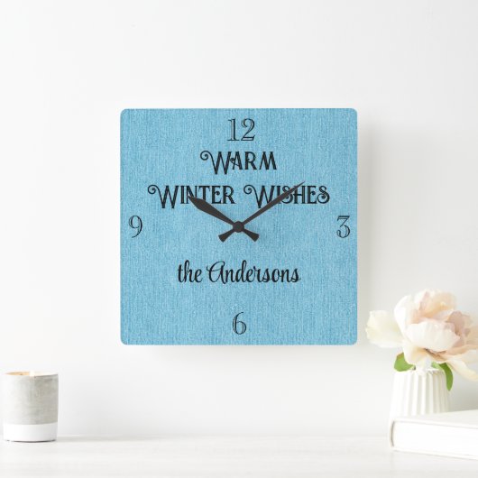 Budget kaufen! Winter Blue Denim Print 10,75 Zoll Quadratische Wanduhr (Zuhause)