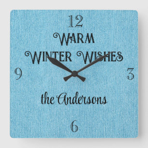 Budget kaufen! Winter Blue Denim Print 10,75 Zoll Quadratische Wanduhr
