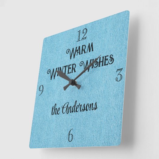 Budget kaufen! Winter Blue Denim Print 10,75 Zoll Quadratische Wanduhr (Winkel)