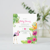 BUDGET Kinderdusche Einladung TROPICAL Flamingo Th (Stehend Vorderseite)
