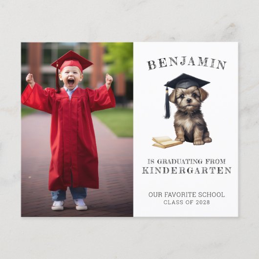 Budget Kindergarten Grad Ankündigung Scruffy Pup (Vorderseite)