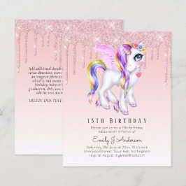 BUDGET-Kindergeburtstag Einladen rosa Einhorn