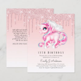 BUDGET-Kindergeburtstag Einladen rosa Einhorn