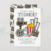 Budget Kinofilm Night Party Kindergeburtstag Mitteilungskarte (Vorne/Hinten)