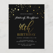 Budget Klasse Black & Gold Confetti 40. Geburtstag (Vorderseite)
