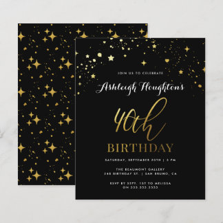 Budget Klasse Black & Gold Confetti 40. Geburtstag