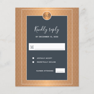 Budget Klassiker Navy Gold elegante Hochzeit RSVP Flyer