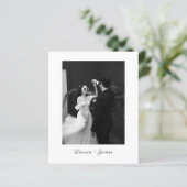 Budget-Klassiker-Script-Hochzeitsfoto-Dankeskarten (Stehend Vorderseite)