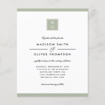 BUDGET Klassisch Elegante Hellgrüne Monogramm-Hoch