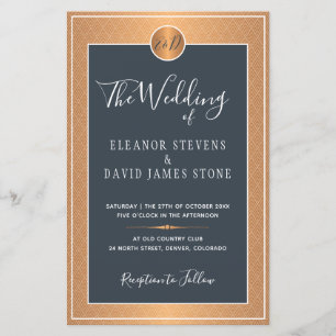 Budget klassische Deco-Navy-Gold-Hochzeitseinladun