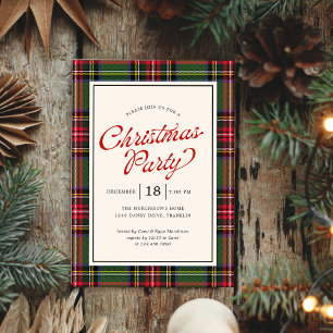 Budget Klassisches Karo Retro-Schrift Weihnachtsfe Einladung