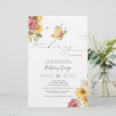 Budget Kleine Honey Bee Baby Dusche Einladung (Stehend Vorderseite)