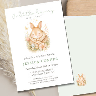 Budget Kleiner Hase Wasserfarbe Neutrale Babyparty Flyer