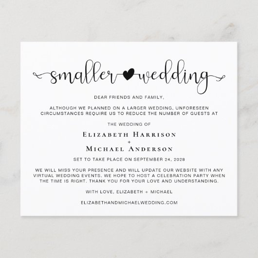 Budget Kleinere Heiratsankündigung (Vorderseite)