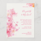 Budget Korallen Rose Cherry Blossom Wedding Einlad (Vorderseite)