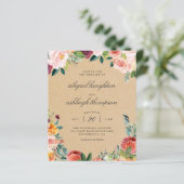 Budget Kraft Burgundy Blush Pink Floral Wedding (Stehend Vorderseite)