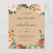 Budget Kraft Burgundy Blush Pink Floral Wedding (Vorderseite)