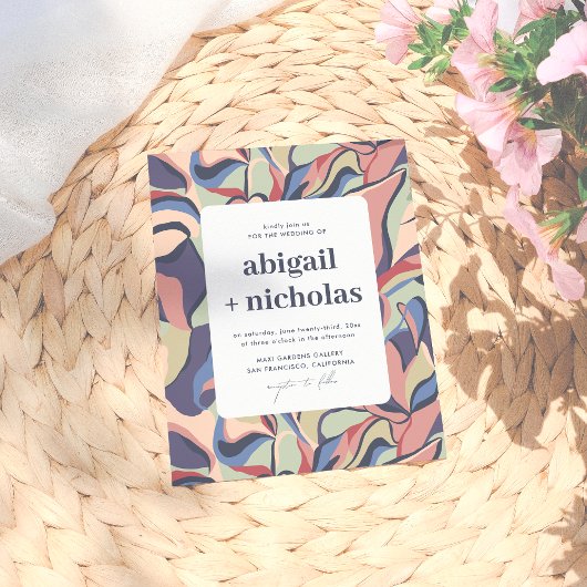 Budget kühne Abstrakte florale Retro Hochzeit