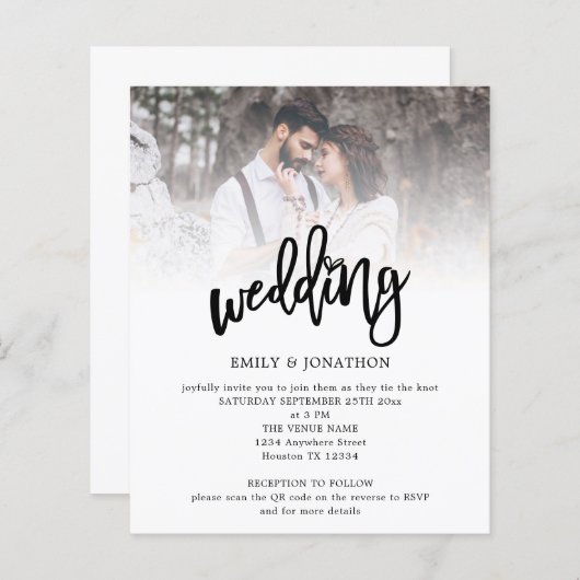 Budget Künstlerisches Skript Foto QR Code Hochzeit (Vorne/Hinten)