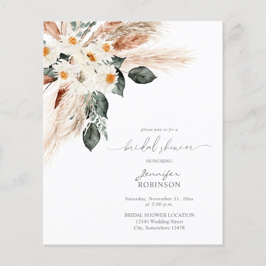 Budget Kupfer Boho Pampas & Floral 2 Brautparty (Vorderseite)