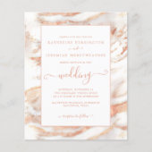 Budget Kupfer Rose Gold Marmor Hochzeit Einladung (Vorderseite)