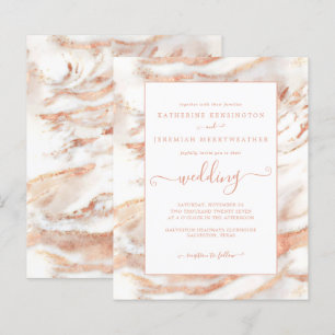 Budget Kupfer Rose Gold Marmor Hochzeit Einladung