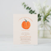 Budget Kürbisfall Baby Dusche Einladung (Stehend Vorderseite)