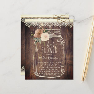 Budget Lace & Twine Floral Mason Jar Baby Dusche