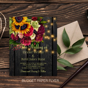 Budget ländliche Land-Sonnenblumen-Rosen-Holz-Hoch Flyer