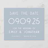 Budget Large Text Dusty Blue Wedding Save the Date (Vorderseite)